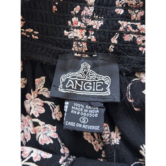 Angie Womens Pants Small Wide Leg Black Floral Lace Inserts Boho Beach Palazzo - Picture 11 of 12